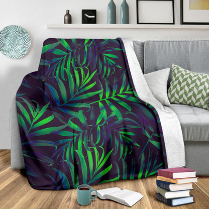 Palm Leaves Pattern Print Design PL01 Fleece Blanket