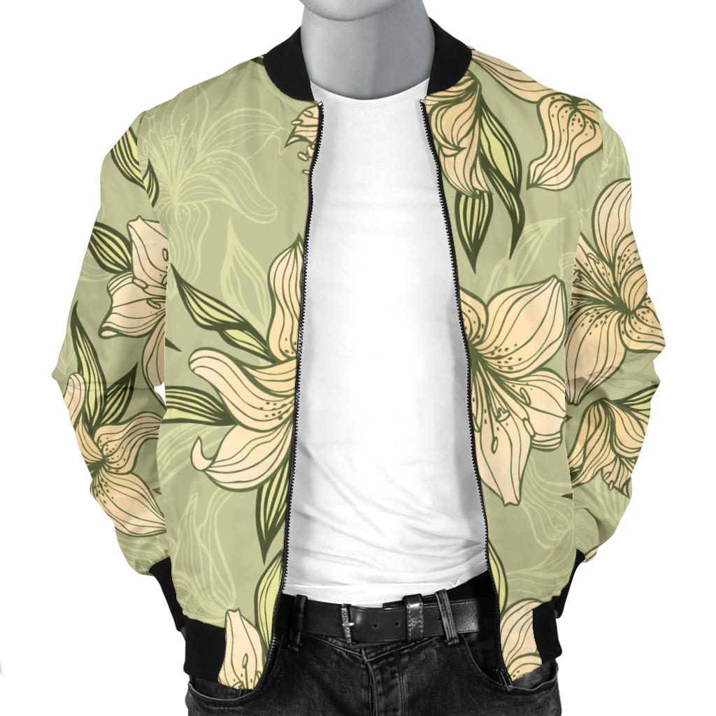 Lily Pattern Print Design LY06 Men Bomber Jacket
