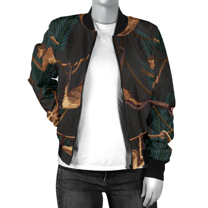 Monkey Pattern Print Design 02 Women's Bomber Jacket