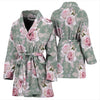 Rose White Pattern Print Design RO012 Women Bathrobe