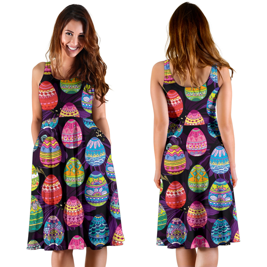 Easter Eggs Pattern Print Design RB08 Midi Dress