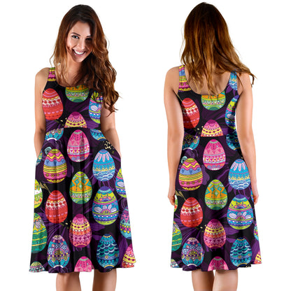 Easter Eggs Pattern Print Design RB08 Midi Dress