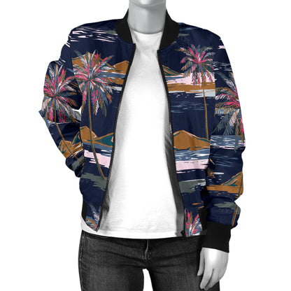 Pacific island Pattern Print Design A06 Women's Bomber Jacket