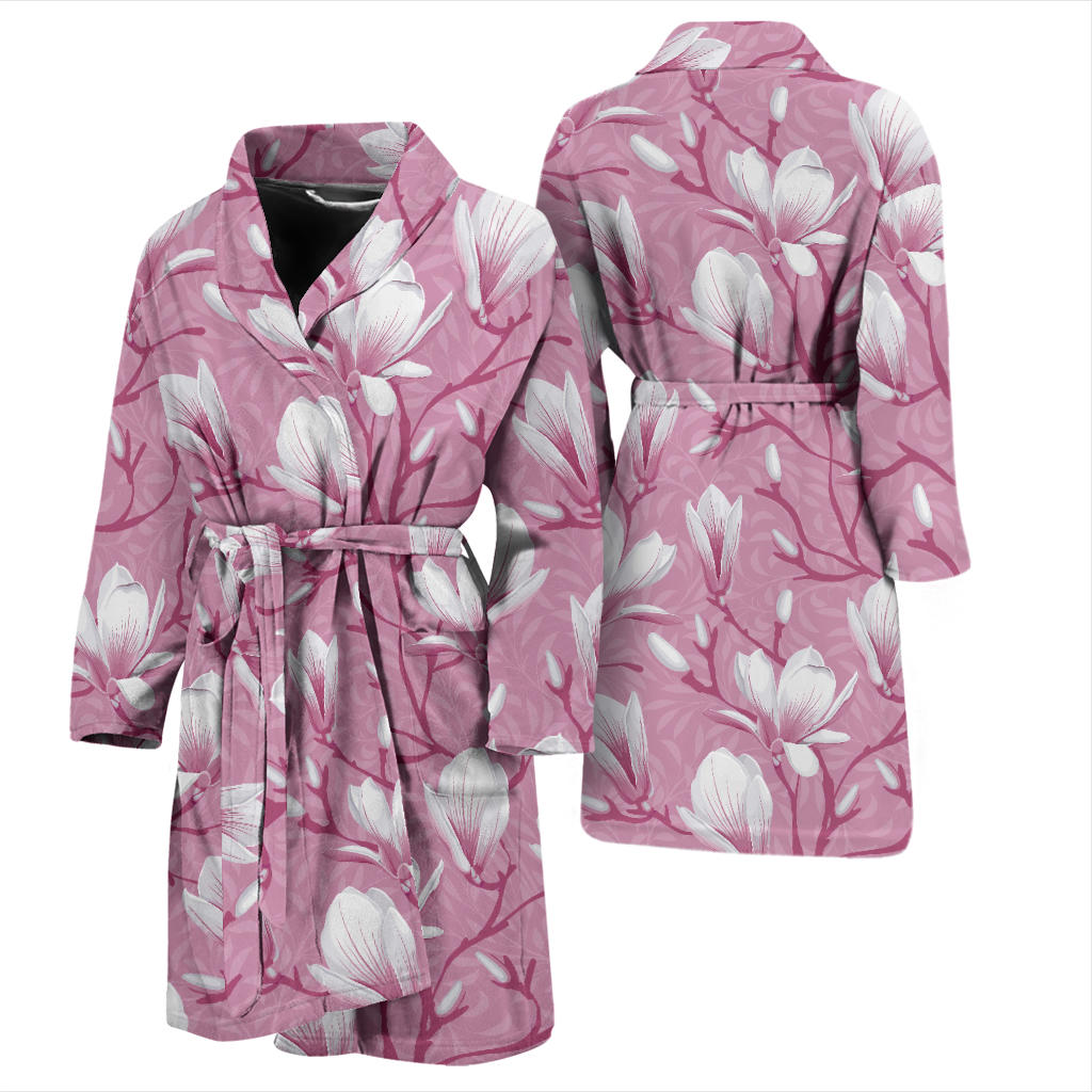 Magnolia Pattern Print Design MAG05 Men Bathrobe