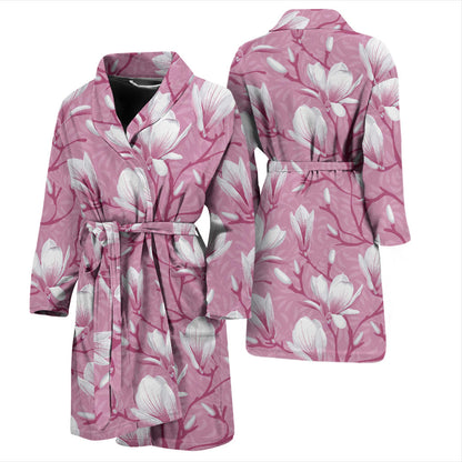 Magnolia Pattern Print Design MAG05 Men Bathrobe