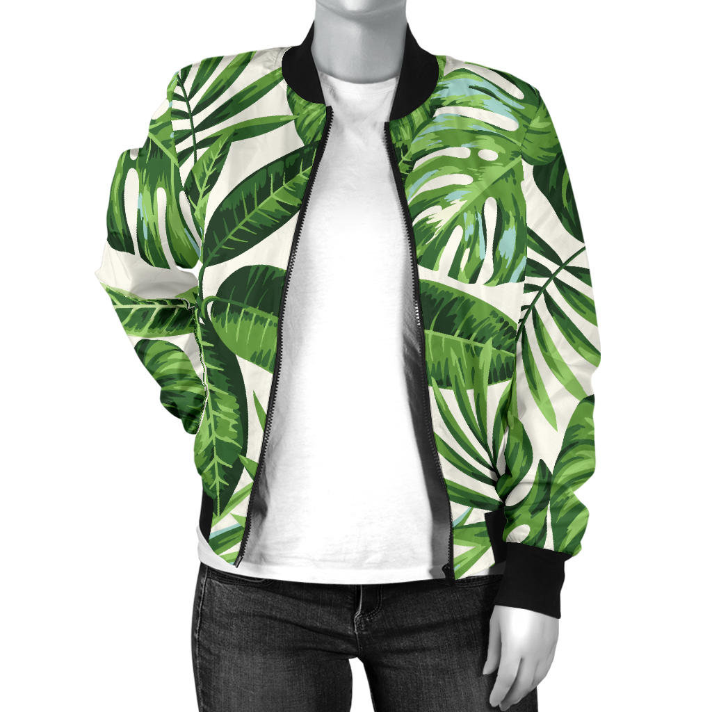 Tropical Flower Pattern Print Design TF013 Women Bomber Jacket