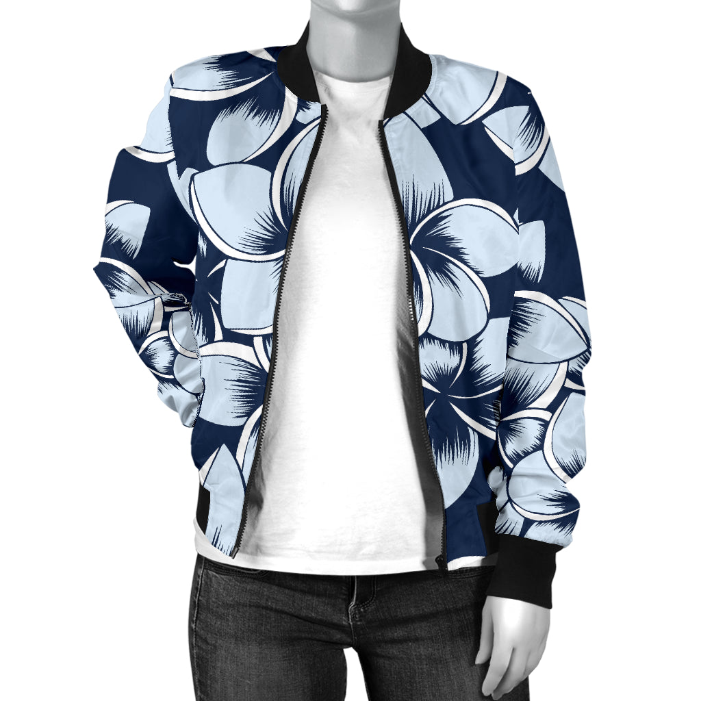 Plumeria Pattern Print Design A02 Women's Bomber Jacket