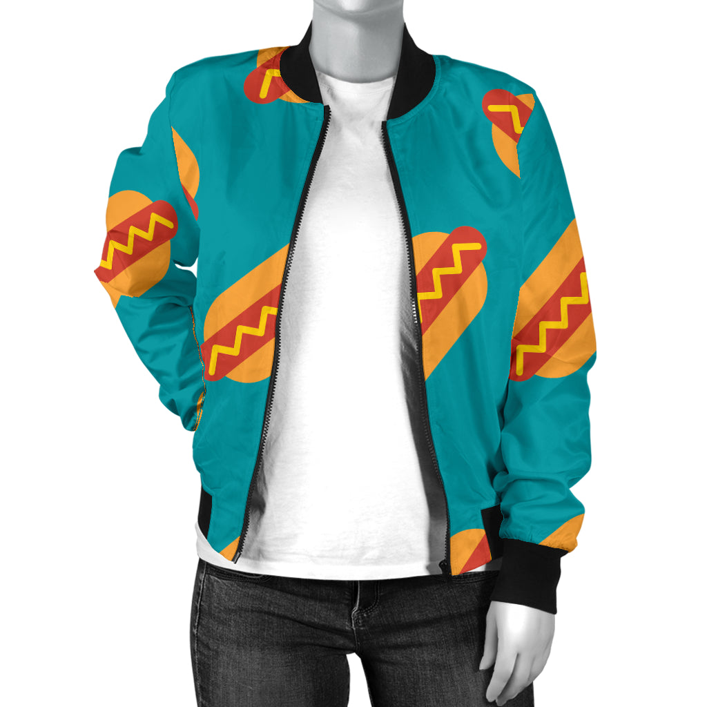 Hot Dog Pattern Print Design 03 Women's Bomber Jacket