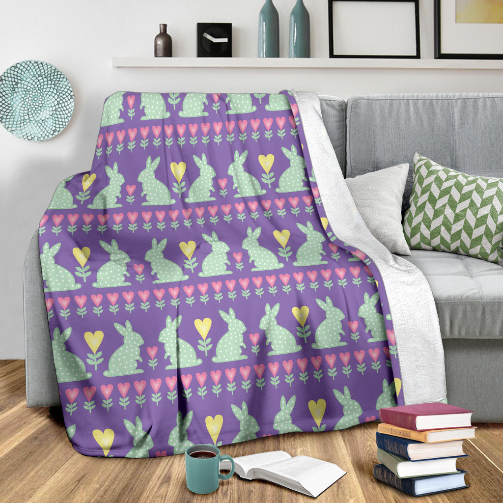 Rabbit Pattern Print Design RB01 Fleece Blanket
