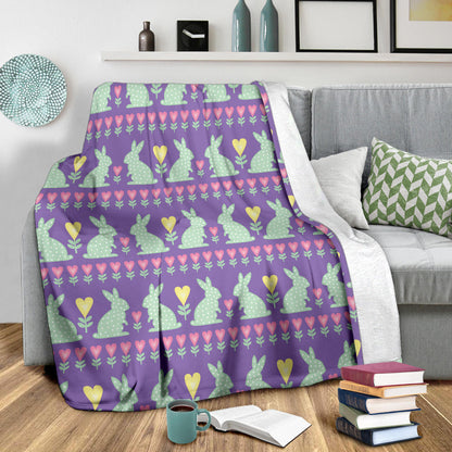 Rabbit Pattern Print Design RB01 Fleece Blanket