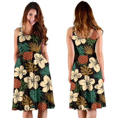 Hawaiian Themed Pattern Print Design H08 Midi Dress