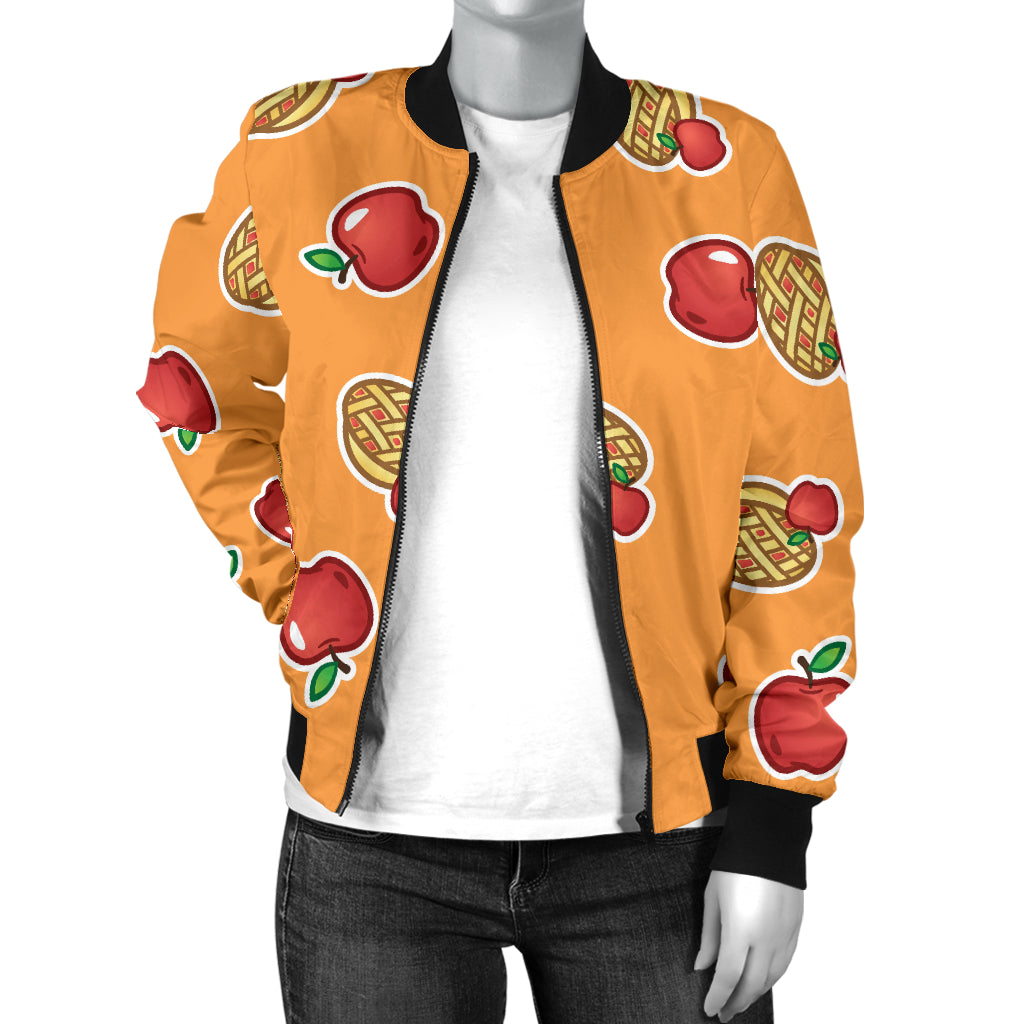 Apple Pie Pattern Print Design 02 Women's Bomber Jacket