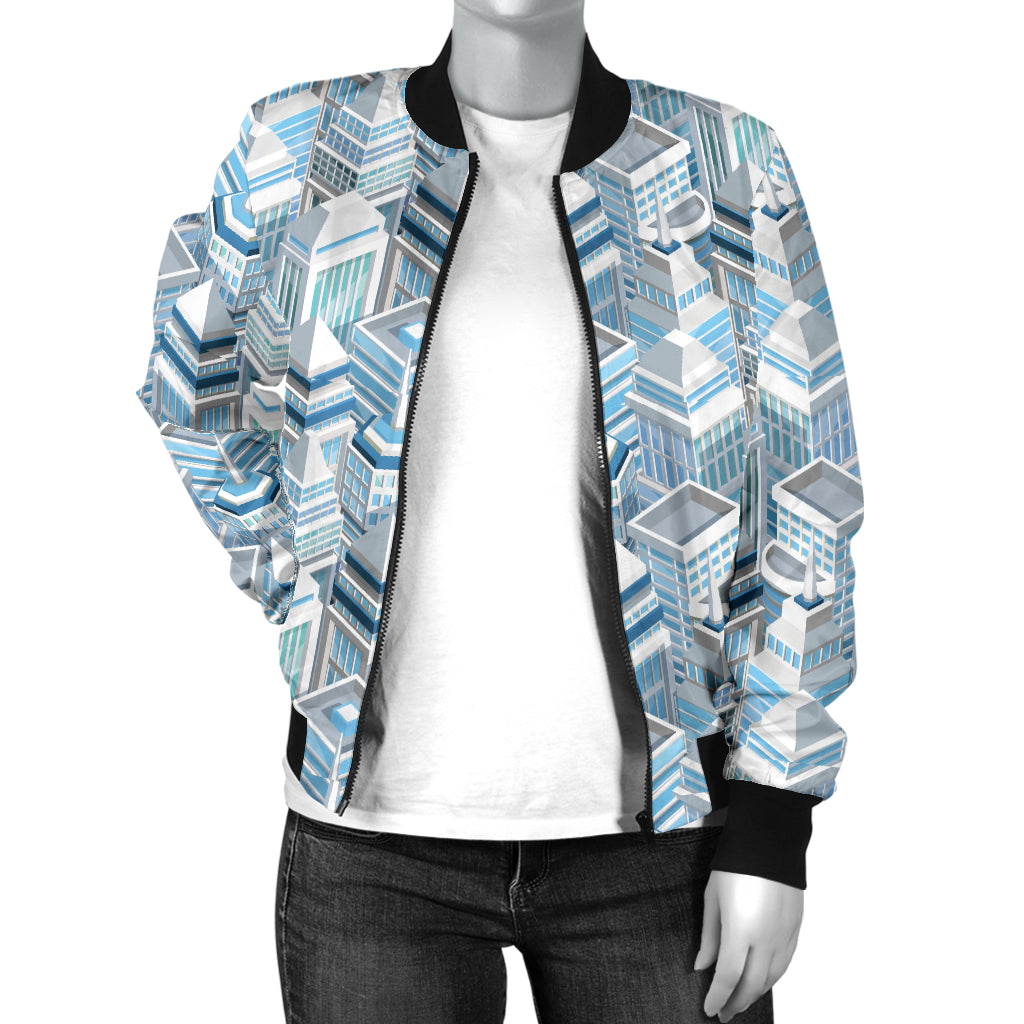 City Pattern Print Design 03 Women's Bomber Jacket