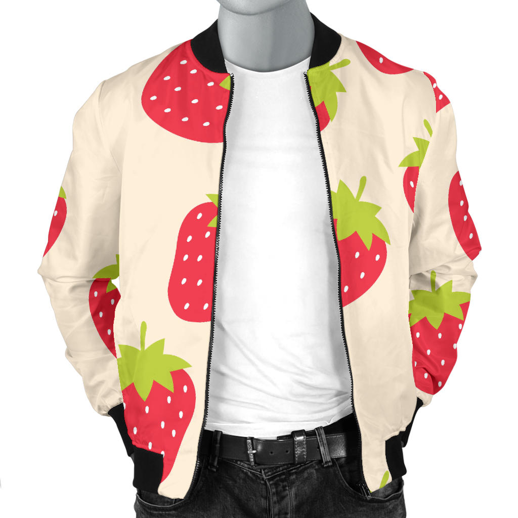 Strawberry Pattern Print Design SB02 Men Bomber Jacket