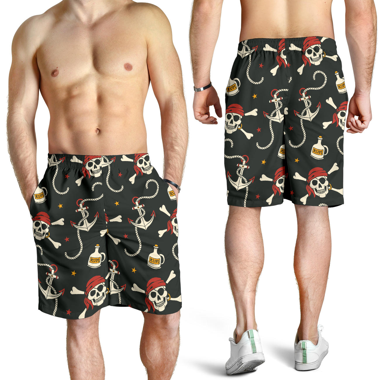 Pirate Pattern Print Design A02 Mens Shorts
