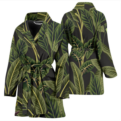 Banana Leaf Pattern Print Design BL04 Women Bathrobe