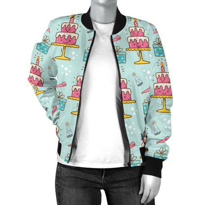 Cake Pattern Print Design 06 Women's Bomber Jacket