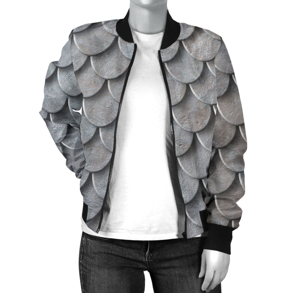 Armor Scales Pattern Print Design 03 Women's Bomber Jacket
