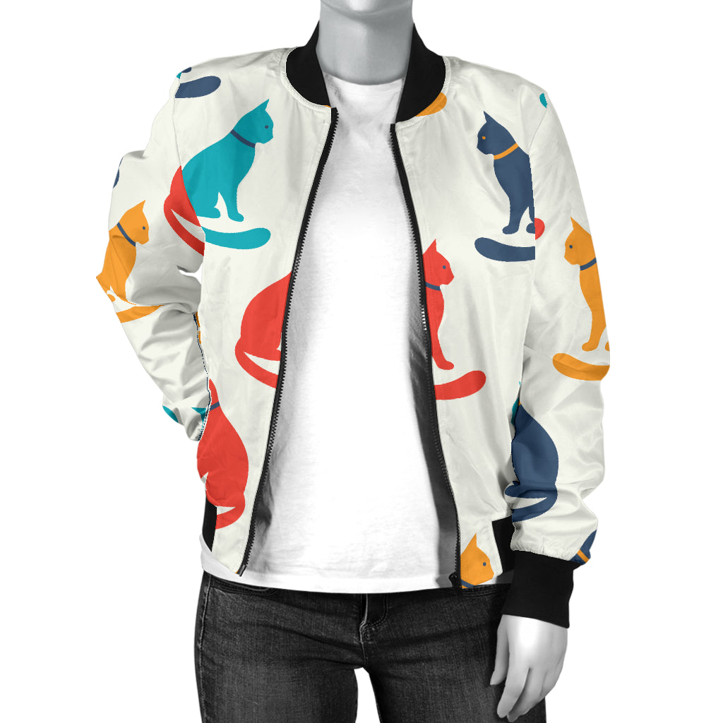 Cat Pattern Print Design 03 Women's Bomber Jacket