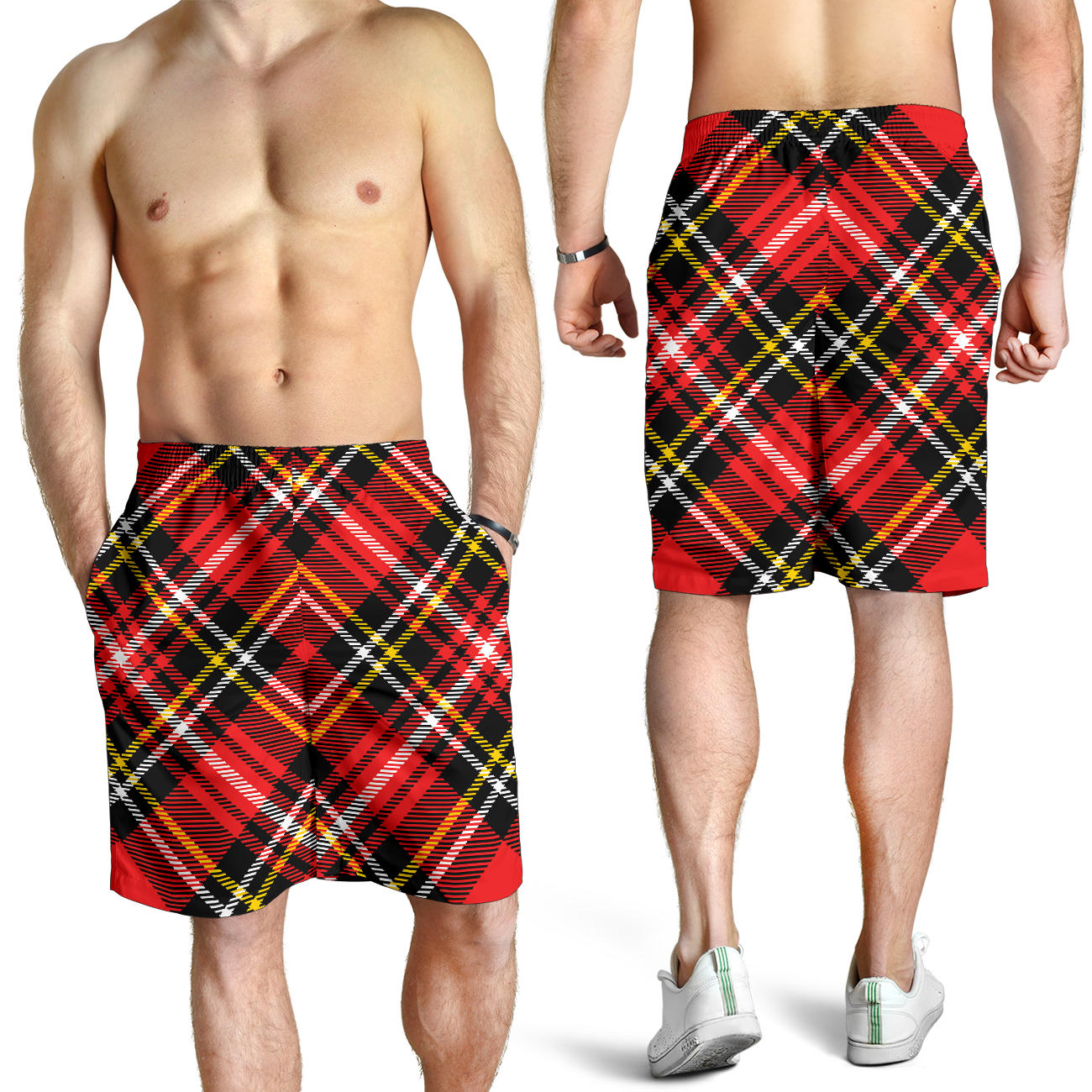 Plaid Red Pattern Print Design A03 Mens Shorts