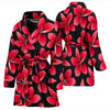 Red Plumeria Pattern Print Design PM025 Women Bathrobe