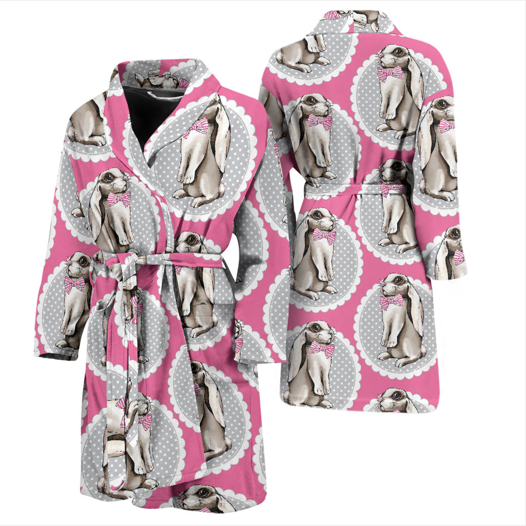 Rabbit Pattern Print Design RB019 Men Bathrobe