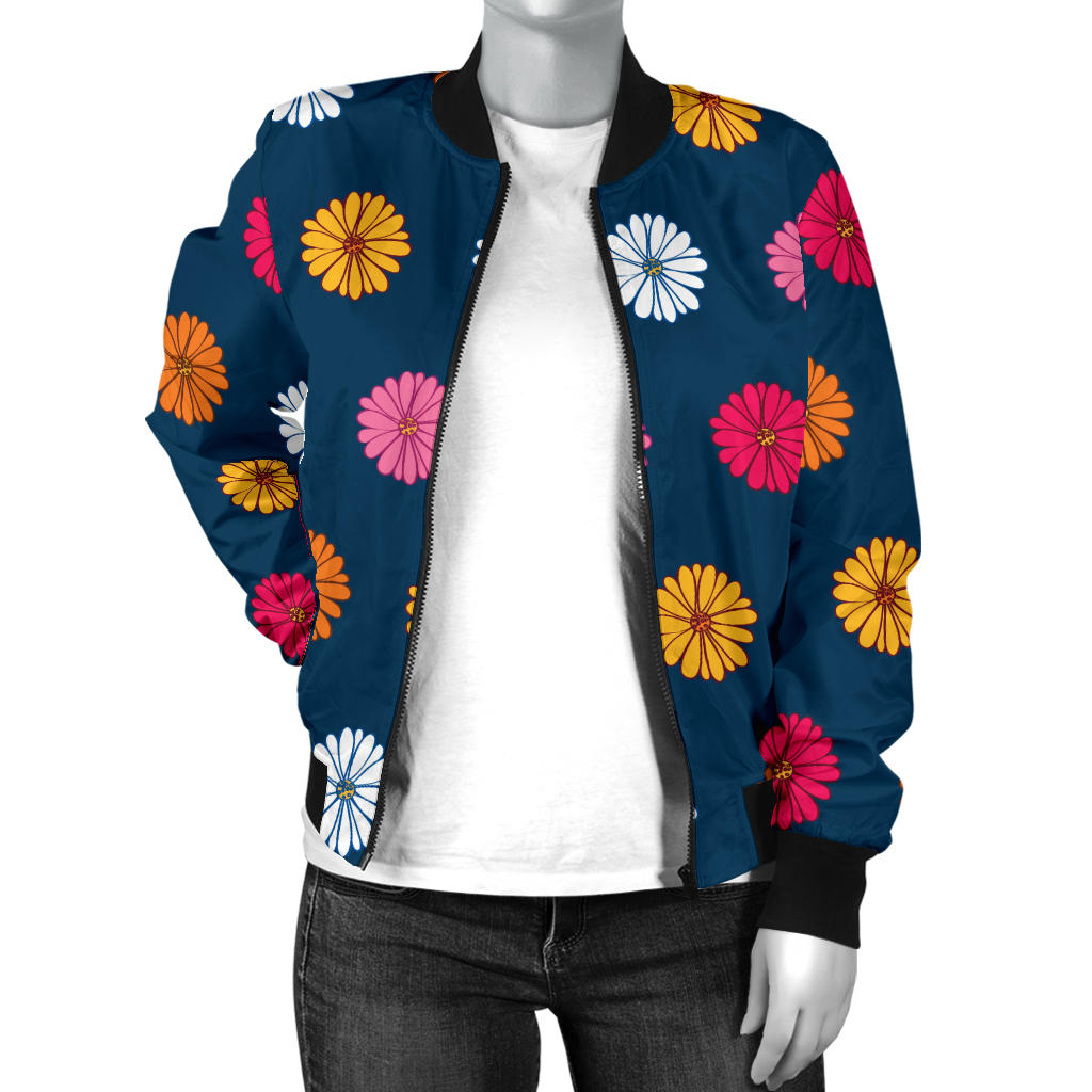 Gerberas Pattern Print Design GB06 Women Bomber Jacket