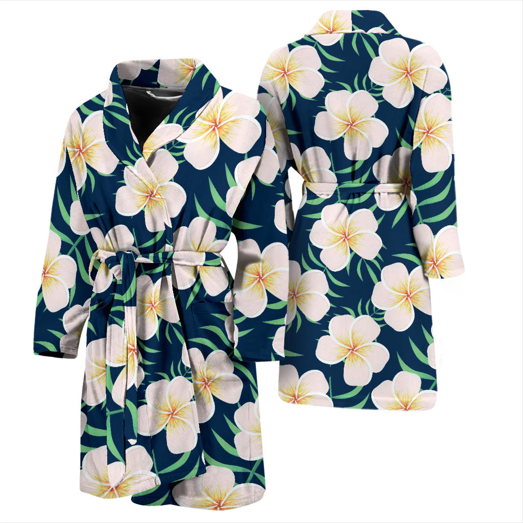 Pink Plumeria Pattern Print Design PM016 Men Bathrobe