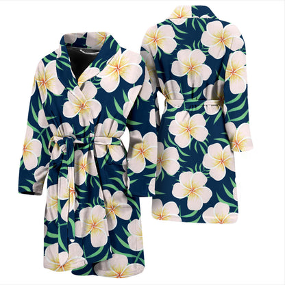 Pink Plumeria Pattern Print Design PM016 Men Bathrobe