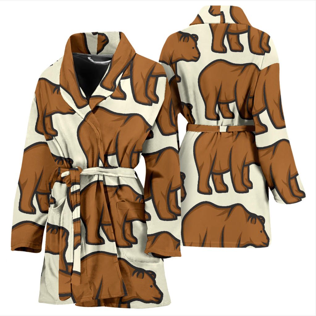 Bear Pattern Print Design BE05 Women Bathrobe