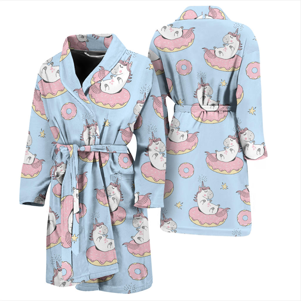 Donut Unicorn Pattern Print Design DN014 Men Bathrobe