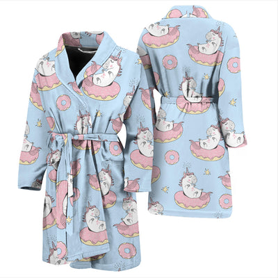 Donut Unicorn Pattern Print Design DN014 Men Bathrobe