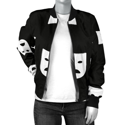 Acting Mask Pattern Print Design 03 Women's Bomber Jacket