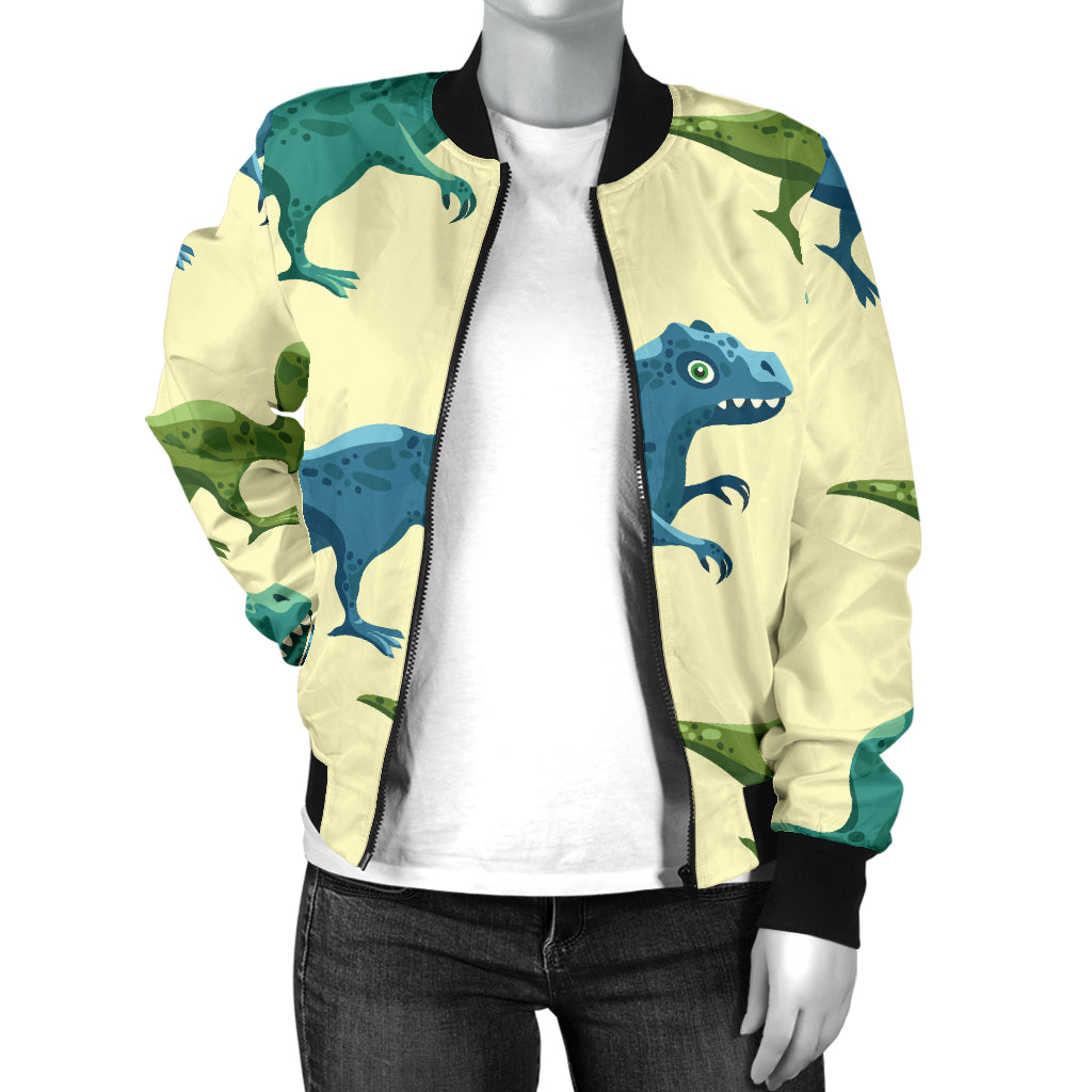 T Rex Pattern Print Design A04 Women's Bomber Jacket
