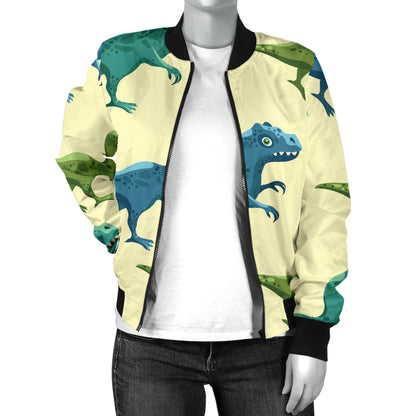 T Rex Pattern Print Design A04 Women's Bomber Jacket