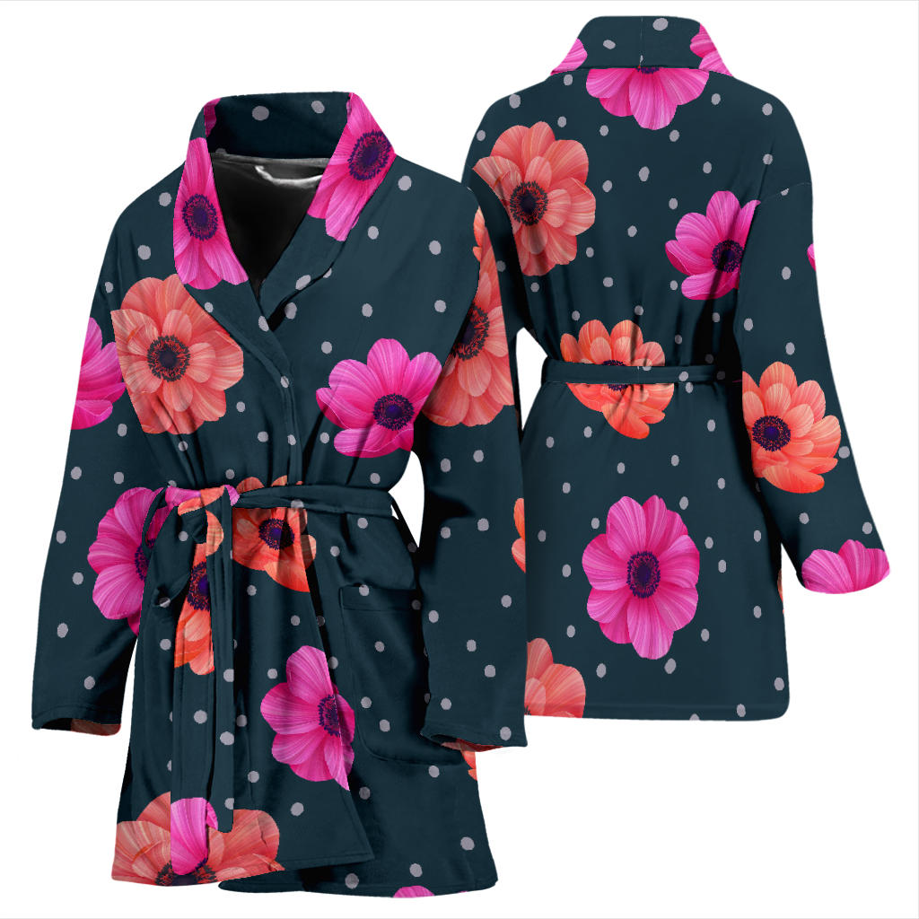 Anemone Pattern Print Design AM08 Women Bathrobe