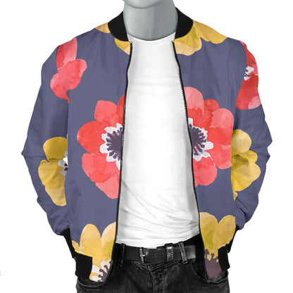 Anemone Pattern Print Design AM010 Men Bomber Jacket