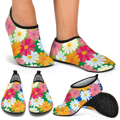 Daisy Pattern Print Design DS05 Aqua Water Shoes