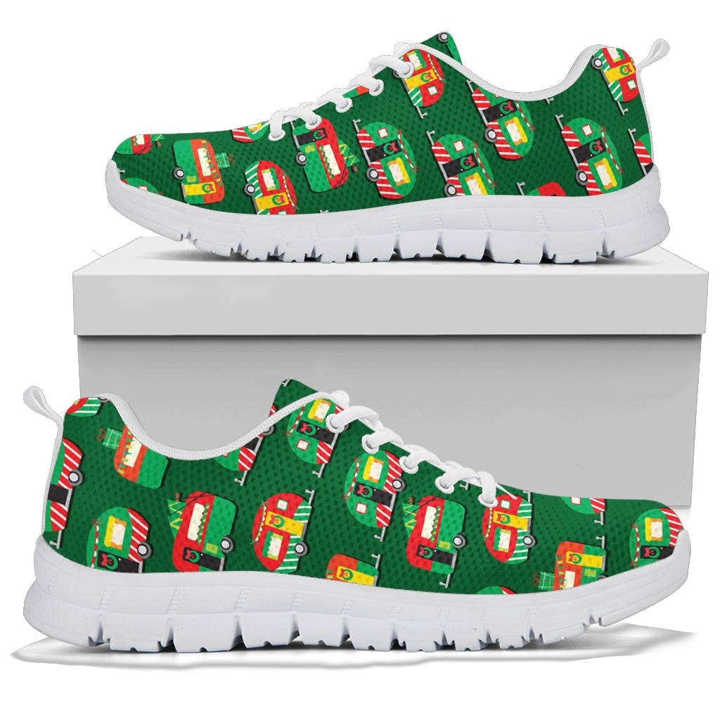 Camper Camping Christmas Themed Print Sneakers White Bottom Shoes