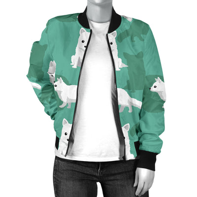 Arctic Fox Pattern Print Design Women's Bomber Jacket