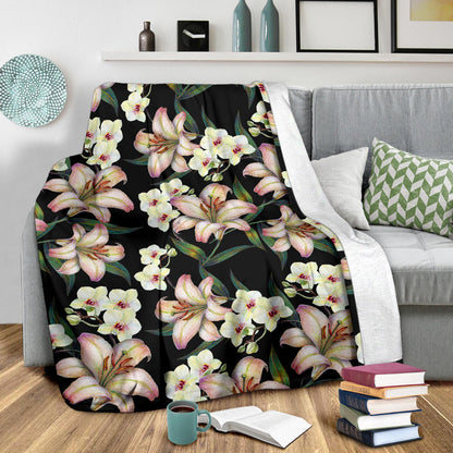 Lily Pattern Print Design LY03 Fleece Blanket