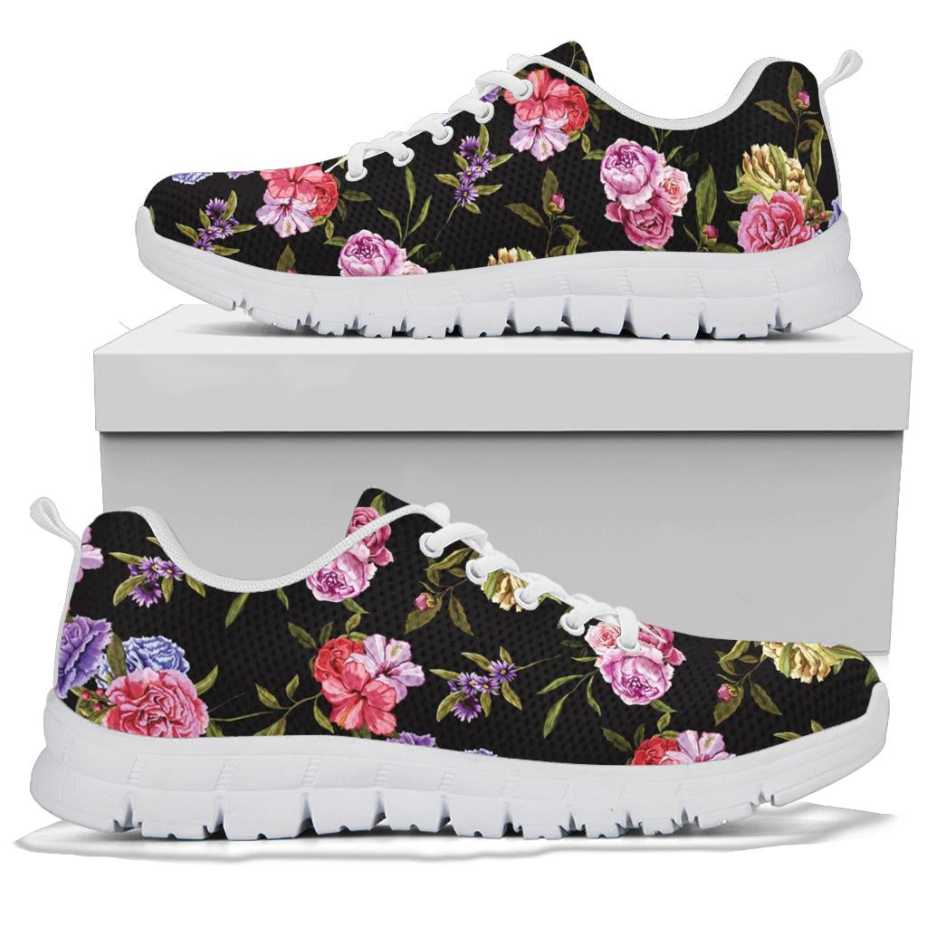 Carnations Pattern Print Design CN05 Sneakers White Bottom Shoes