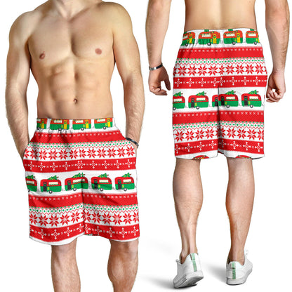 Camper Camping Ugly Christmas Design Print Mens Shorts