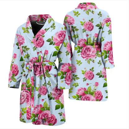 Rose Pink Pattern Print Design RO08 Men Bathrobe