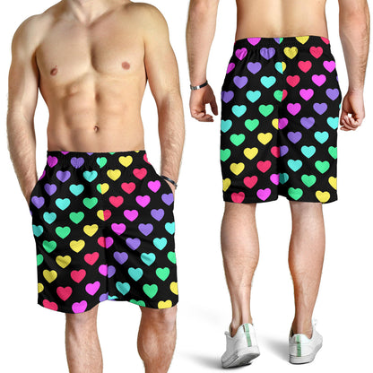 Heart Rainbow Pattern Print Design HE02 Mens Shorts