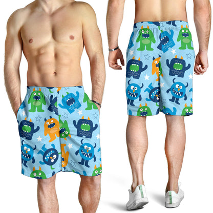 Monster Cartoon Pattern Print Design 04 Mens Shorts