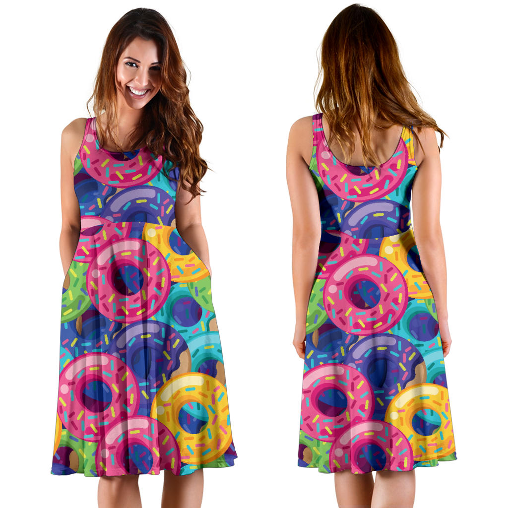 Donut Pattern Print Design DN010 Midi Dress