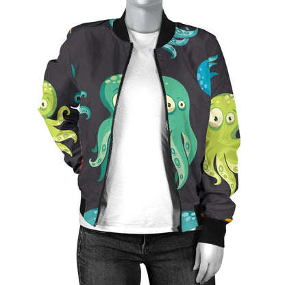 Octopus Pattern Print Design A01 Women's Bomber Jacket