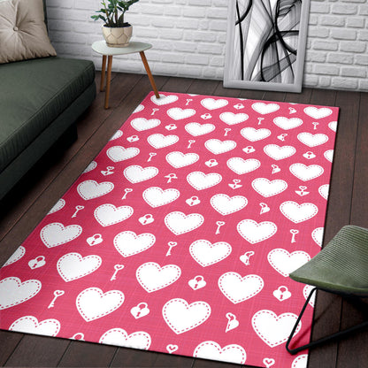 Heart Key Pattern Print Design HE09 Area Rugs