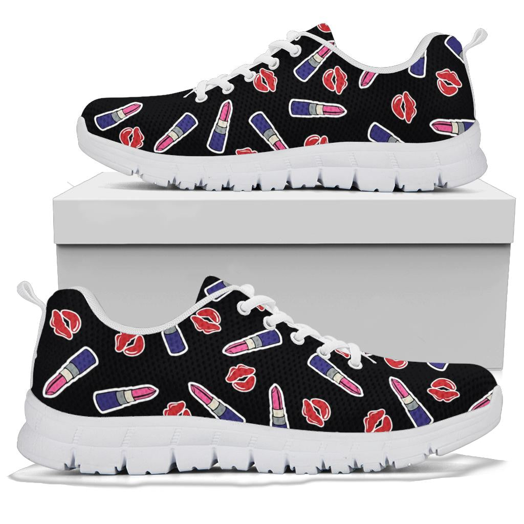 Lipstick Pattern Print Design LT01 Sneakers White Bottom Shoes